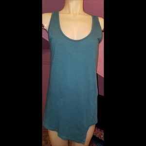 Soft Surroundings teal blue Faux Wrap swing top